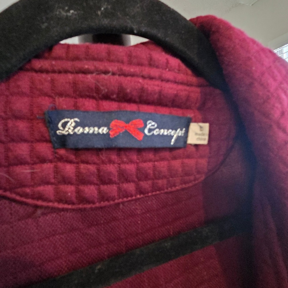 Roma Concept Quilted Shawl Collar Vest Burgundy‎ Open Front Women's Size L - Picture 6 of 9